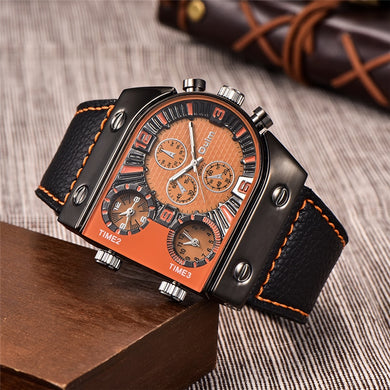 Oulm Luxury Men Watch Leather Wrist Watch