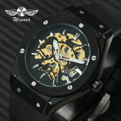 WINNER Men Fashion Cool Black Automatic Mechanical Watch